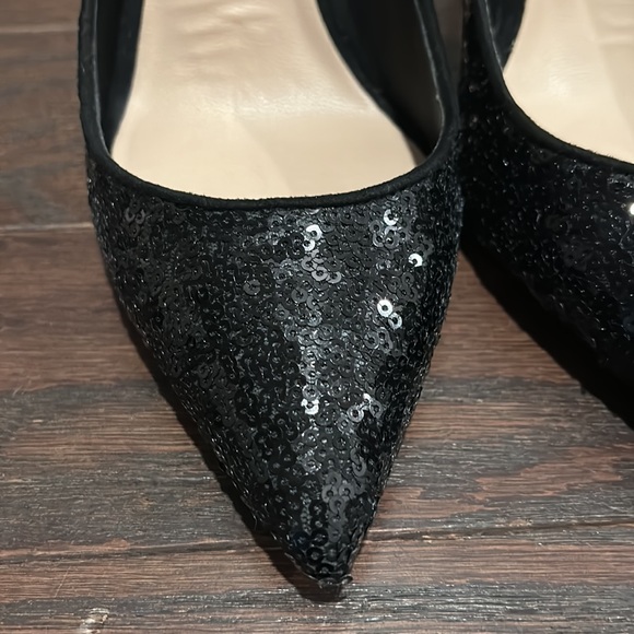 ALDO Black Gold Sequins Heels Pumps Size 7.5 - Picture 4 of 15